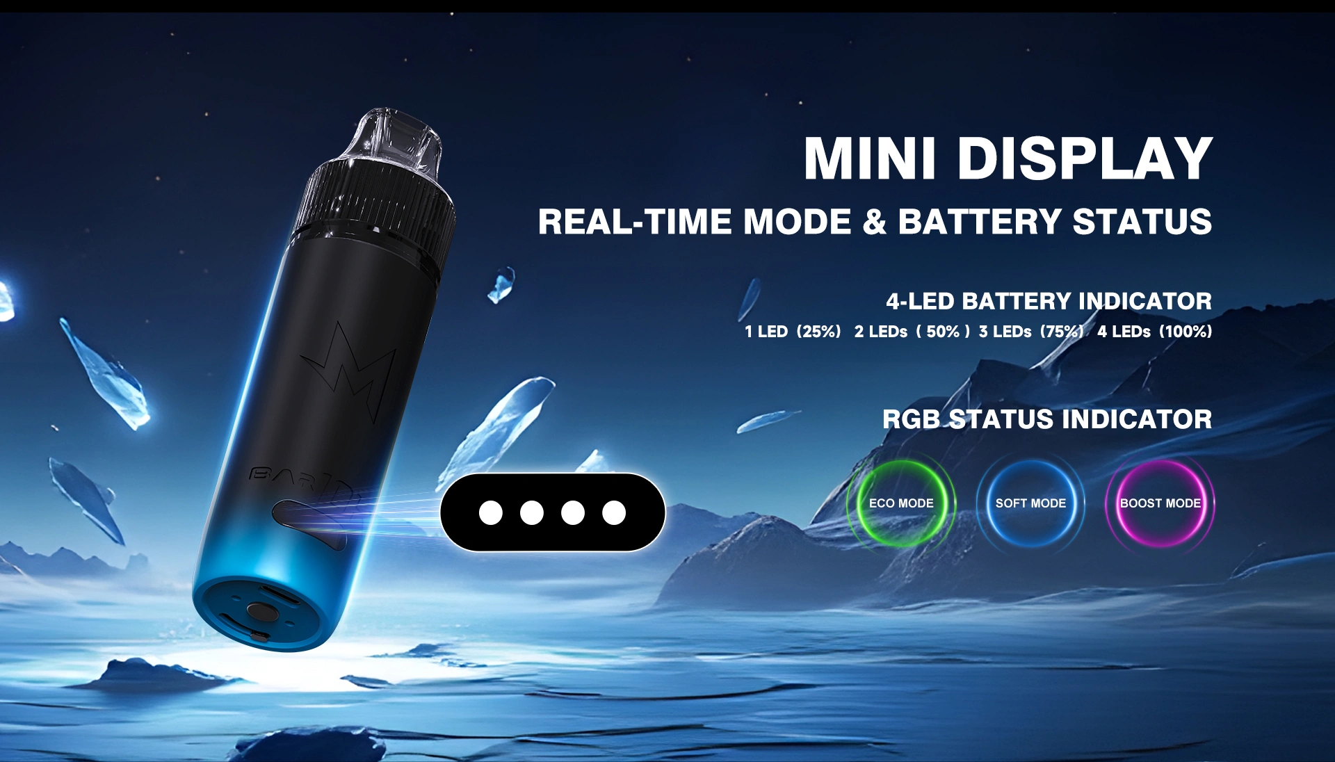 MBar 10K LED indicator mini display real-time mode & battery status